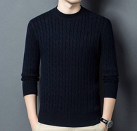 Pull en Coton 100% avec Logo Brodé Personnalisé, Tricot Câblé, pour Hommes, Vêtements Décontractés d'Hiver, Fabricant de Vêtements en Gros, MOQ