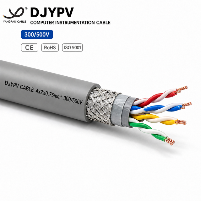 DJYPV Copper Individually Shielded Flame Retardant Computer Cable Multi-Core Twisted Pair Instrumentation Cable 300/500V Braided