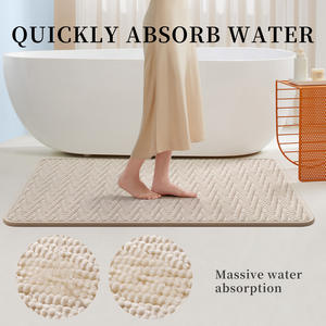 Tapis de bain rectangulaire, couleur unie, matériau mélangé, absorbant, antidérapant, pour utilisation dans la salle de bain - Product Image 4