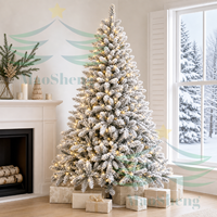 Arbre de Noël artificiel MaoSheng de haute qualité avec base, lumières LED, en PE/PVC, effet cèdre, neige artificielle, fournisseur personnalisé