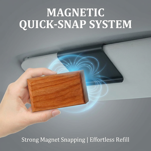 Diffuseur d'aromathérapie magnétique en bois écologique pour voiture avec <span class=keywords><strong>clip</strong></span> de fixation sur pare-soleil et trois blocs de recharge parfumés longue durée pour camion - Product Image 1