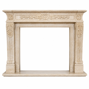 Customized Marble <b>Fireplace</b> Modern Hand Carved Luxury Classic Cream Beige Marble <b>Fireplace</b> Mantel Marble <b>Fireplace</b> Surround - Product Image 2