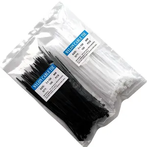 Fabricante profesional 3,6*200mm 8 pulgadas bridas de nailon negro/blanco 100 unids/bolsa plástico autoblocante Zip Tie