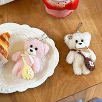 Porte-clés ours en peluche avec écharpe, pendentif de sac mignon et féminin