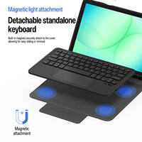 Étui clavier sans fil pour Samsung Galaxy A11 Plus avec pavé tactile multipoint et support magnétique détachable