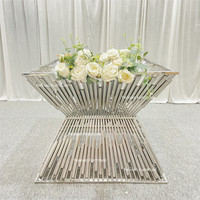 Meubles de mariage de luxe table de gâteau de mariage carrée en argent à louer et à vendre