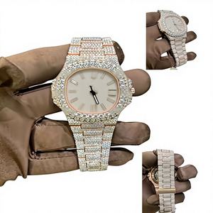 Reloj Mecánico Automático de Lujo para Hombre, Completamente Adornado con Moissanita, con Correa de Acero Inoxidable y Esfera de Cristal - Product Image 1