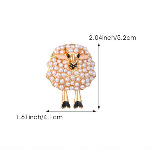 <span class=keywords><strong>Broche</strong></span> Adorable <span class=keywords><strong>Agneau</strong></span> en Alliage Haut de Gamme Incrustée de Perles, Vente en Gros Usine, pour Femme, Costume, Manteau, Épingle de Poitrine - Product Image 6