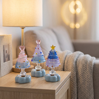 Décoration de table en verre rotatif coloré en forme de sapin de Noël pour cadeau de Noël, bureau, étagère, décoration de maison pour les fêtes