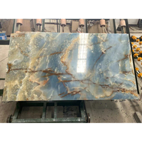 Nouvelle maison de décoration naturelle, pierre à marbrure transparente bleue, onyx, Aurora, bleu, pour sol et mur, carrelage, nouveauté