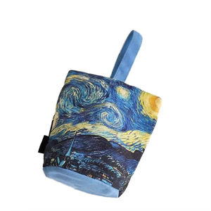 Mini <span class=keywords><strong>Van</strong></span> <span class=keywords><strong>Gogh</strong></span> impreso pintura al óleo bolso de lona 100% algodón portátil ecológico bolso plegable Retro literario taza cubo - Product Image 1