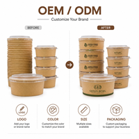 Bols en carton ondulé biodégradable jetables de qualité commerciale pour sushis, pizzas, plats à emporter, salades, nouilles, snacks et pains