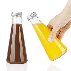 Botella de bebida de leche de café de vidrio de 300ml de forma cónica vacía con tapa de aluminio - Product Image 2