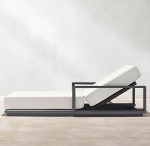 سرير نهاري فاخر مع وسائد سميكة كراسي استلقاء شمسية معدنية أنيقة لأثاث المسبح الجانبي - Product Image 3