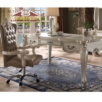 Bureau de direction en bois massif sculpté à la main, style rétro européen de luxe Longhao, pour villa, bureau de PDG