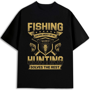 Camiseta de Pesca y Caza para Hombre, 100% Algodón, 180 g/m², Cuello Redondo, Diseño Estampado en la Parte Delantera, Ropa para Actividades al Aire Libre - Product Image 1