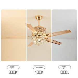 Luxury 52-Inch Modern Ceiling Fan LED <b>Light</b> 5 Blades AC Glass Lamp Body Home Remodeling National <b>Remote</b> <b>Control</b> Luxury Style - Product Image 2