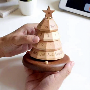 Calendario Natalizio in Legno Transfrontaliero, Arredamento per la Casa, Conto alla Rovescia per il Nuovo Anno, Albero di Natale Decorativo Perpetuo Rotante da Scrivania - Product Image 3