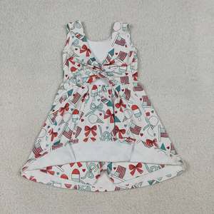 สินค้ามาใหม่ เด็กผู้หญิง ฤดูร้อน 4 กรกฎาคม ชุดเดรสกางเกงขาสั้นทรงเอระบายอากาศได้ดี ความยาวระดับเข่า ชุดโยคะ ชุดออกกำลังกาย - Product Image 1