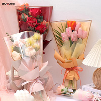 BUGU OPP kantong kertas pembungkus bunga mawar bening transparan plastik untuk Hari Valentine