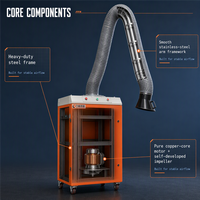 Nouvel aspirateur industriel mobile électrique pour l'extraction des fumées de soudage, système à double bras, puissance 1,5 kW, efficacité 0,3 m, CE