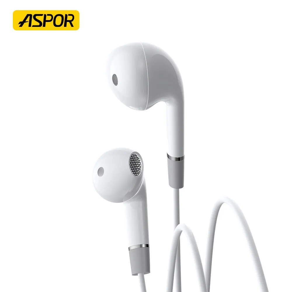 Aspor A218 earphone berkabel 3.5mm, earphone Stereo In-ear dengan mikrofon untuk ponsel Android Iphone 4/5/6