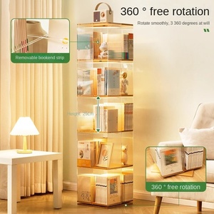 Basit çok katmanlı bambu dönen kitaplık zemin ayakta duvar depolama raf için çocuk oyuncağı kabine vitrin - Product Image 3