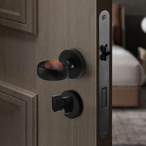 Manija de puerta de madera con diseño personalizable, juego de pomo y manija de puerta simétricos para el hogar, barras de tracción de seguridad con mecanismo de palanca de madera - Product Image 1