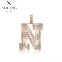 X000760230 Bijoux Xuping Plaqué Or 18K Pendentif Lettre N Breloque Initiale Alphabet Hip Hop Vente en Gros