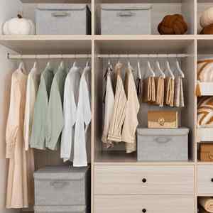 <b>Collapsible</b> Wardrobe <b>Storage</b> Boxes with Lid Fabric Baskets for Shelves Organising Clothes - Product Image 2