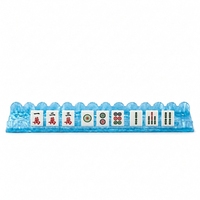 Règle de placement magnétique en acrylique pour tuiles de Mahjong, outil d'arrangement des tuiles de Mahjong, motif nacré bleu à fond plat