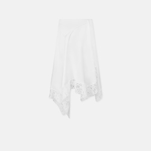 Jupe asymétrique irrégulière en satin perlé et dentelle pour femme, taille haute élastiquée, anti-plis, idéale pour l'été, tendance et élégante - Product Image 1