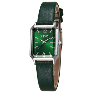 Montre à quartz pour femme, cadran rectangulaire, bracelet en cuir marron, montre analogique tendance, boîtier en acier inoxydable de 30 mm - Product Image 4