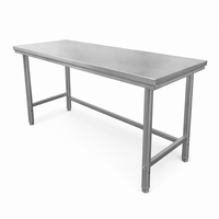 Table de travail en acier inoxydable à structure robuste et stable avec pieds renforcés