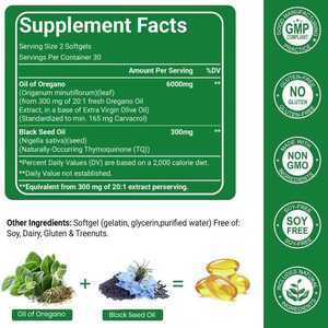 Oil of Oregano 6000mg with Black Seed Oil Softgels - High Carvacrol & Thymoquinone for Immune, Digestive & Respiratory Support - Product Image 2