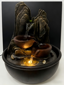 <span class=keywords><strong>Fontaine</strong></span> d'eau de <span class=keywords><strong>table</strong></span> Zen Rockery Cascading Bowl avec lumière LED - <span class=keywords><strong>Fontaine</strong></span> décorative d'intérieur en résine - Product Image 3