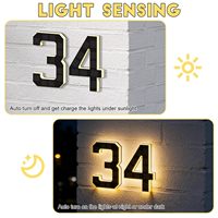 Lampes LED solaires étanches IP65, numéros de maison, lettres de signalisation extérieure, plaque de décoration pour jardin, cour, rue, maison