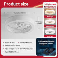 Ventilateur de plafond intelligent LED moderne et silencieux avec télécommande, 3 pales, moteur DC, gradation intelligente, 3 couleurs changeantes, ventilateur de plafond avec lumière