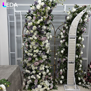 LEDA Indoor Parties Event Decor Supplies Handmade Silk <b>Artificial</b> <b>Flower</b> Backdrop Light Purple Horn Rose Arch for Wedding - Product Image 2