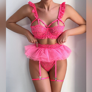 Conjunto de Lencería Sexy con Encaje Transparente y Falda de Malla para Chicas, Venta Directa de Fábrica - Product Image 2