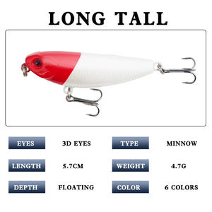 Señuelo de superficie tipo lápiz de 5.7cm y 4.7g, cebo duro para pesca de lubina. - Product Image 5