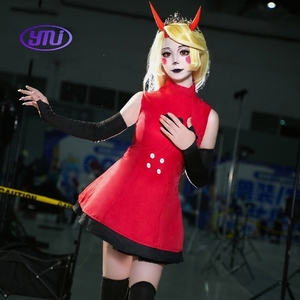 Disfraz de cosplay de Anime Hazbin Hotel <span class=keywords><strong>Charlie</strong></span> para Halloween, disfraz de película y TV, unisex para adultos, cuello alto, rojo, sexy, sin mangas, poliéster - Product Image 6