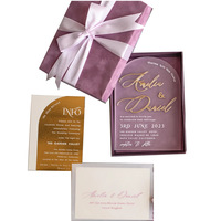 Boîte cadeau en velours personnalisée à deux pièces, estampage à chaud, papier spécial, cartes d'invitation de mariage personnalisables, style européen