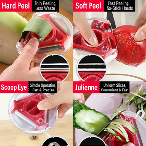 Éplucheur 3-en-1 en acier inoxydable avec lame rotative, coupe-fruits et légumes multifonctionnel, gadgets de cuisine pour cuisine commerciale - Product Image 4