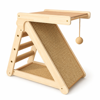 Arbre à chat avec plateforme d'observation, griffoir en sisal à double surface, échelle à cordes inclinée pour l'escalade, en bois de pin naturel