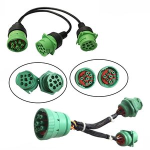 Grün Typ 2 J1939 Deutsch 9 Pin Stecker Splitter Y Kabel Diagnose Kabelbaum für LKW Freightliner GPS ELD Anhänger - Product Image 1