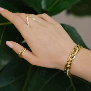 Conjunto de Collar Gargantilla de Bambú Gemnel: Plata 925 y Oro de 18K, Joyería de Diseño Inspirada en la Naturaleza de 16 Pulgadas - Product Image 5