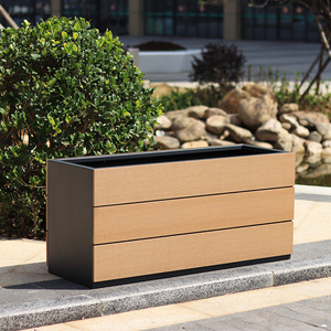 Extérieur moderne métal boîte à fleurs en plastique en <span class=keywords><strong>bois</strong></span> rectangle jardinière pots long grand aluminium jardin aménagement paysager fournitures - Product Image 5