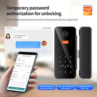 Serrure de porte en verre intelligente avec empreinte digitale, contrôle à distance via l'application Tuya, porte en verre sans cadre 10-14 mm, serrure biométrique électronique PST-GL-B12