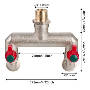 Séparateur de <span class=keywords><strong>tuyau</strong></span> à 2 voies en laiton robuste Entrée de 1/2 pouces et deux robinets de sortie de 3/4 pouces Séparateur de <span class=keywords><strong>robinet</strong></span> à tournant sphérique Séparateur de <span class=keywords><strong>tuyau</strong></span> <span class=keywords><strong>d</strong></span>'<span class=keywords><strong>arrosage</strong></span> - Product Image 2